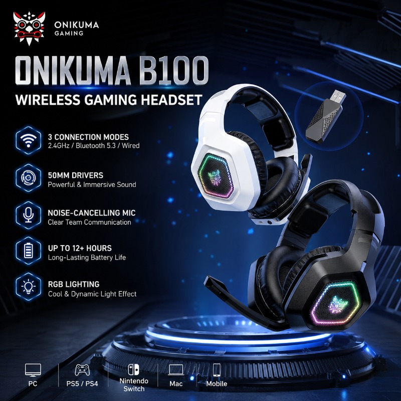 Gaming Console In Amazon - ONIKUMA B100 Draadloze Gaming Headset 2.4GHz