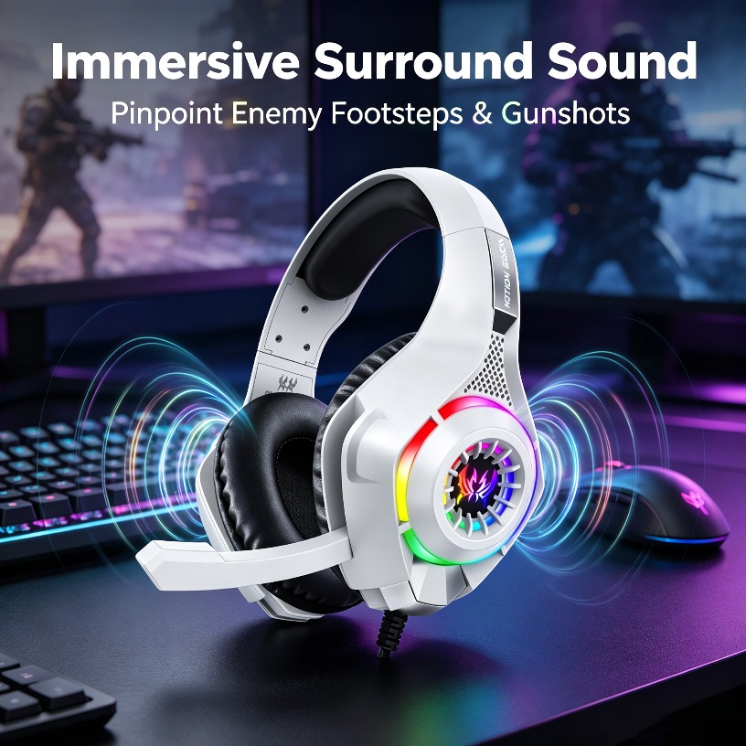Gaming Console Headset - Bedrade gaming-hoofdtelefoon met microfoon RGB LED-over-ear-headset