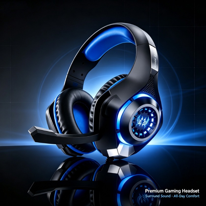 Gaming Console Headset - Headset met microfoon Gaming RGB LED-over-ear-hoofdtelefoon