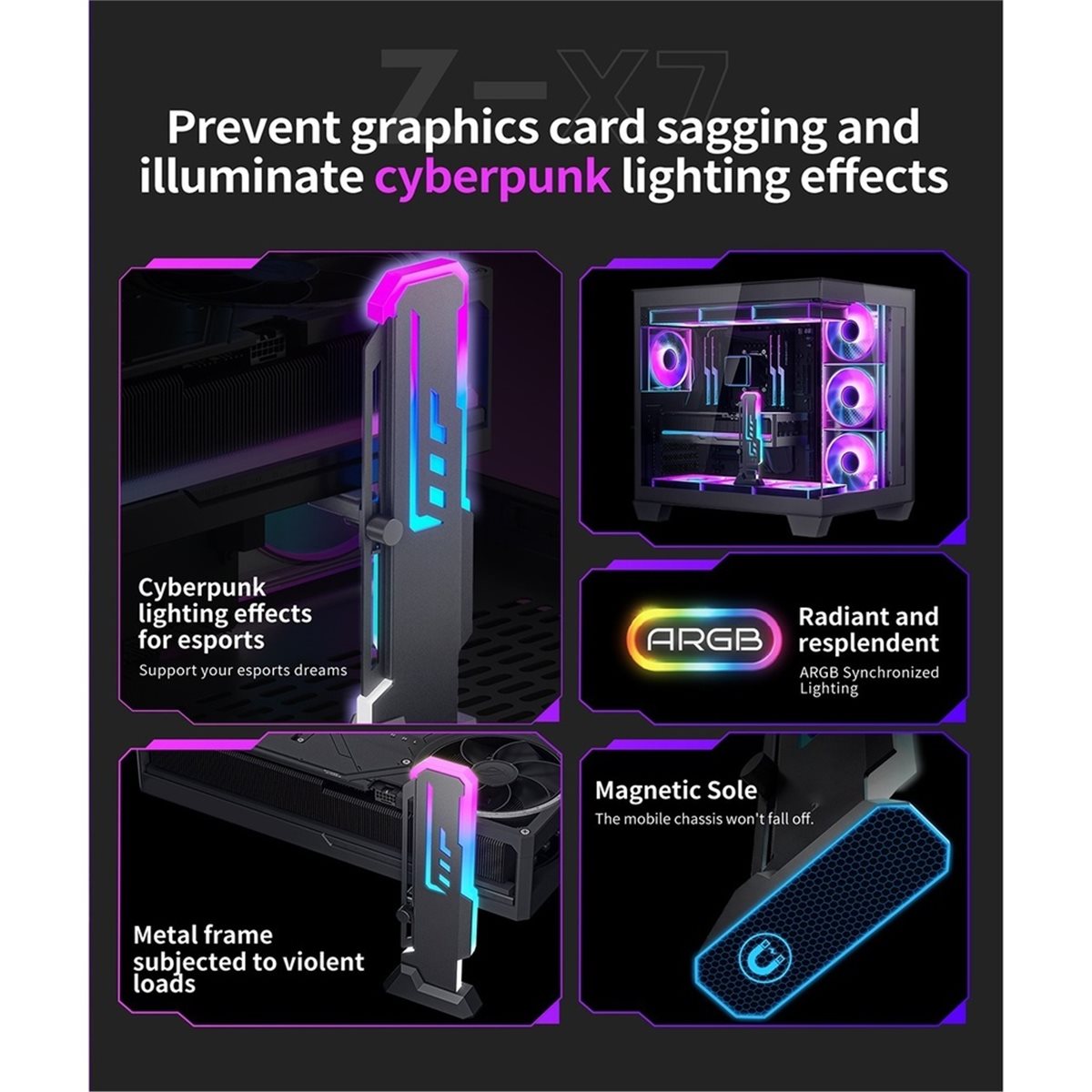 Gaming Card Holder - ARGB Lighting Sync Verticale Grafische Kaartbeugel