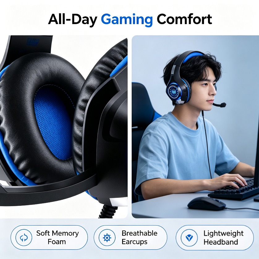 Gaming Console Headset - Stereo gaming-headset met microfoon RGB LED-over-ear-hoofdtelefoon