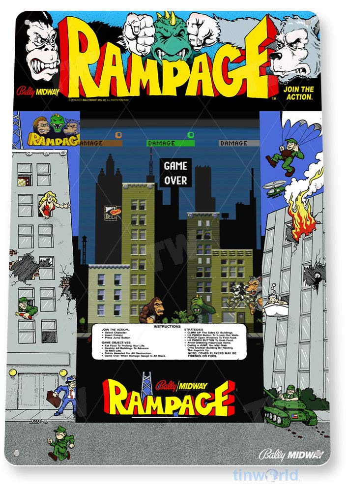 TIN SIGN Rampage Arcade Bord S - Gaming Console Shop recensie en prijs