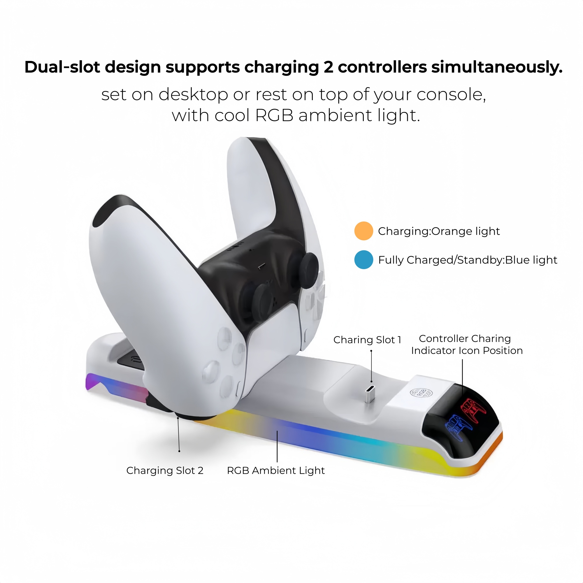 RGB-licht oplaaddock voor PS5  - Sony Console Ps5 Slim recensie en prijs